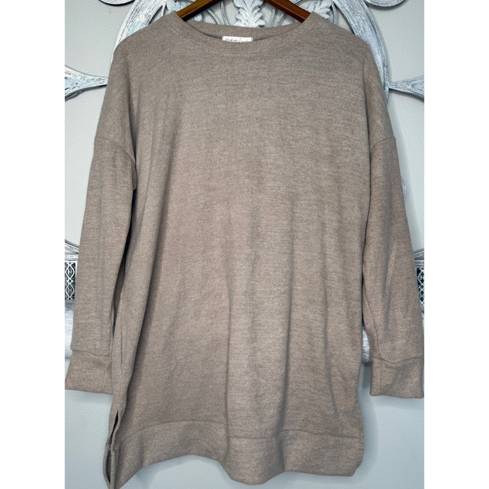 Perfect Peach Taupe Heather Soft Knit Tunic Sweatshirt Womens Size Medium NEW